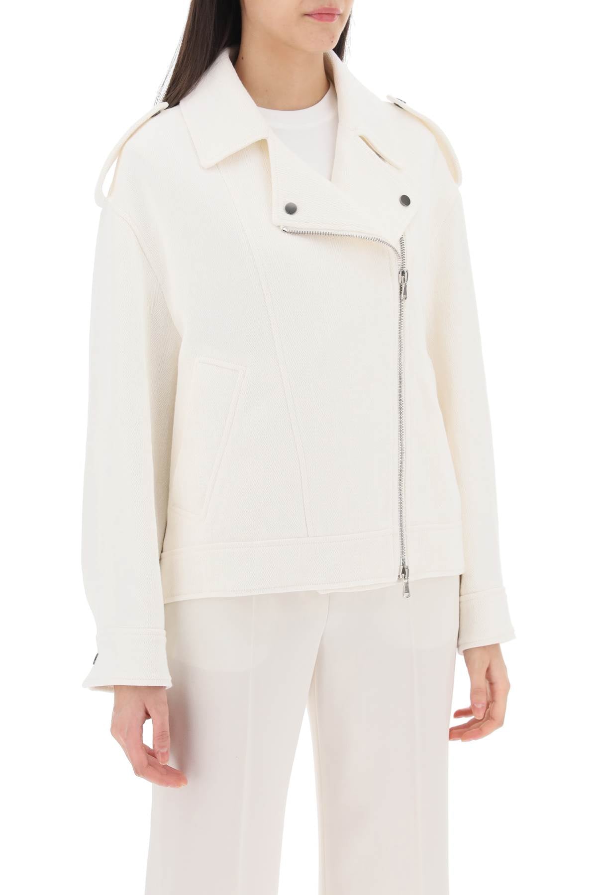 Brunello Cucinelli Brunello cucinelli cotton-linen biker jacket