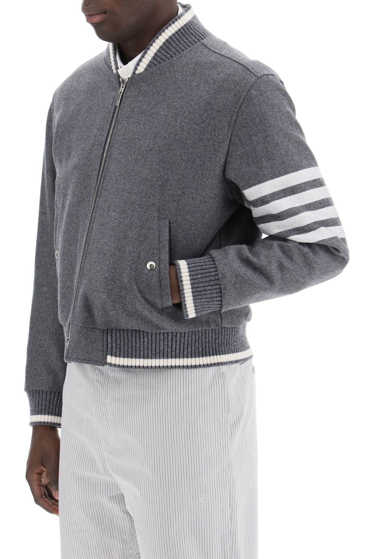 Thom Browne Thom browne "4-bar varsity jacket in wool mel