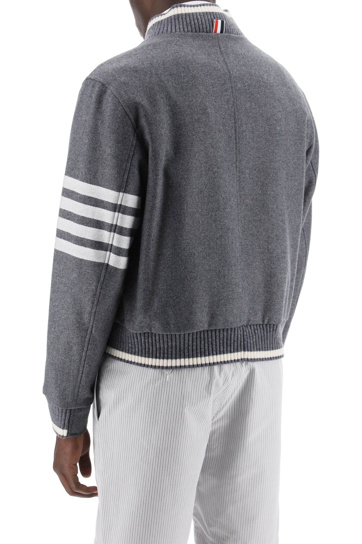 Thom Browne Thom browne "4-bar varsity jacket in wool mel