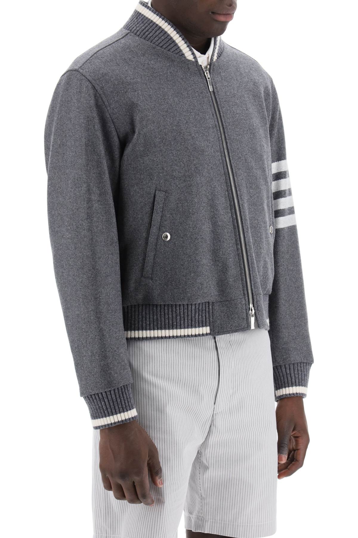 Thom Browne Thom browne "4-bar varsity jacket in wool mel