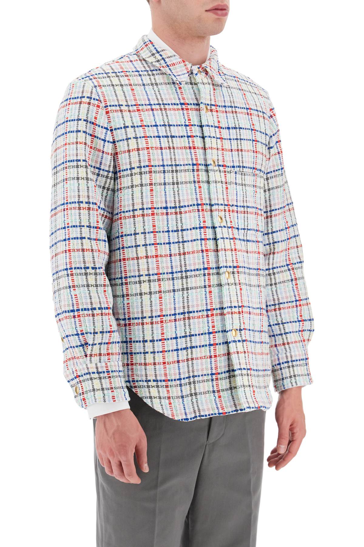 Thom Browne Thom browne multicolor gingham tweed shirt jacket