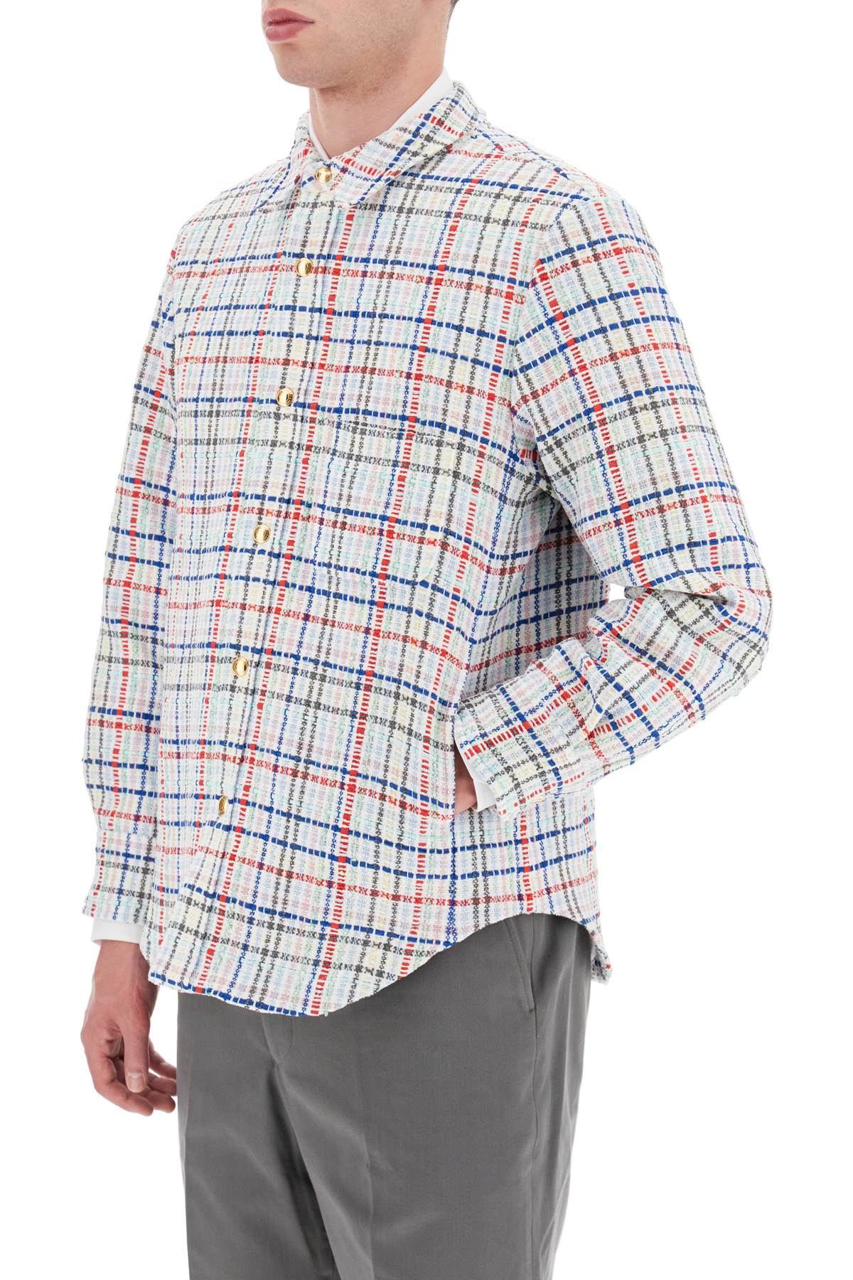 Thom Browne Thom browne multicolor gingham tweed shirt jacket