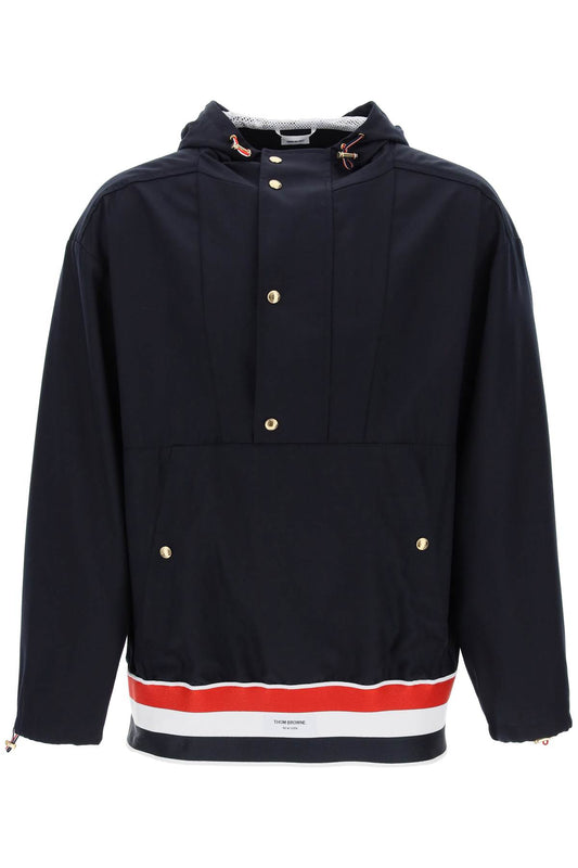 Thom Browne Thom browne anorak in fresco lana con banda tricolore