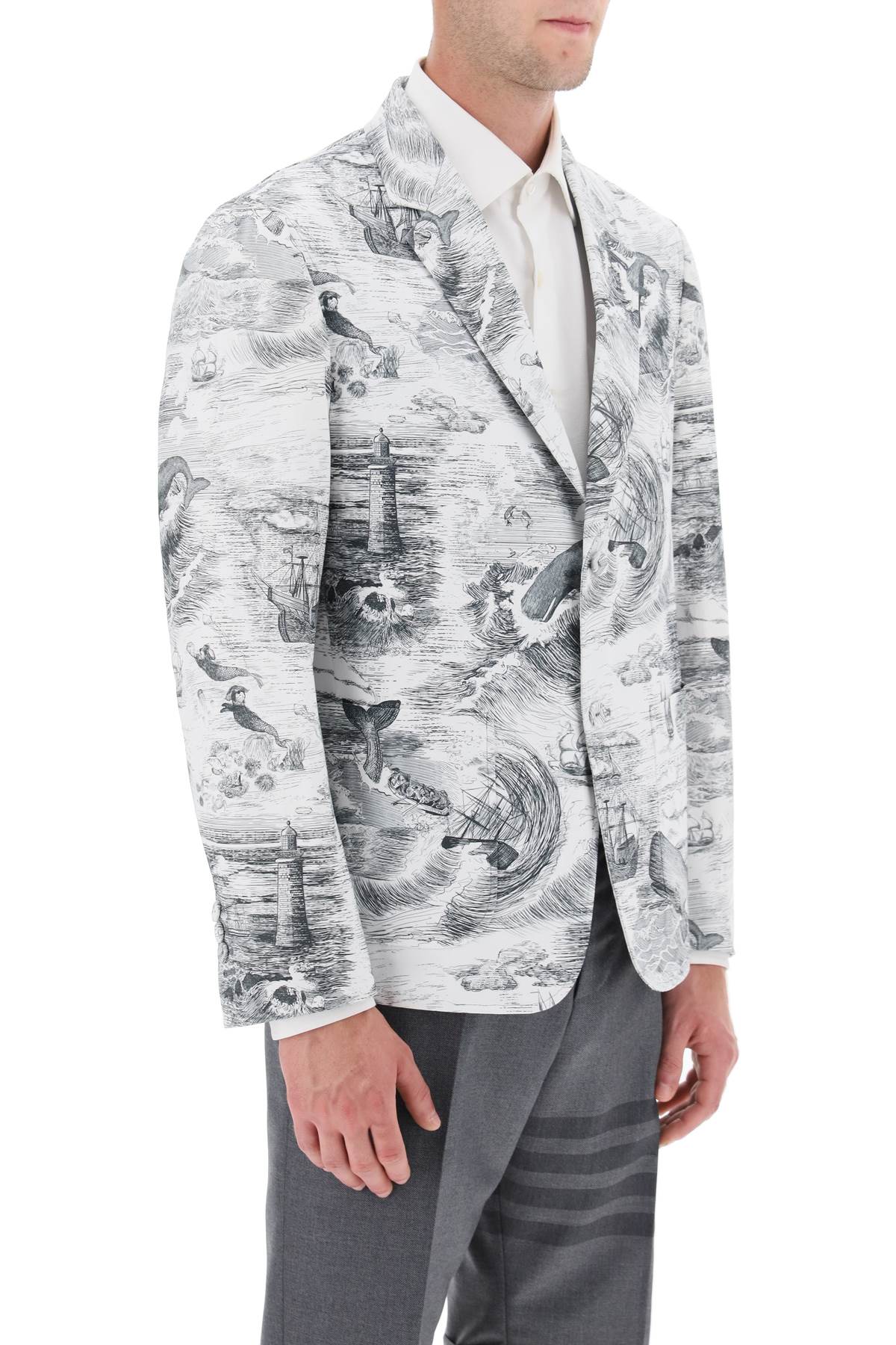 Thom Browne Thom browne deconstructed single-breasted jacket with nautical toile motif