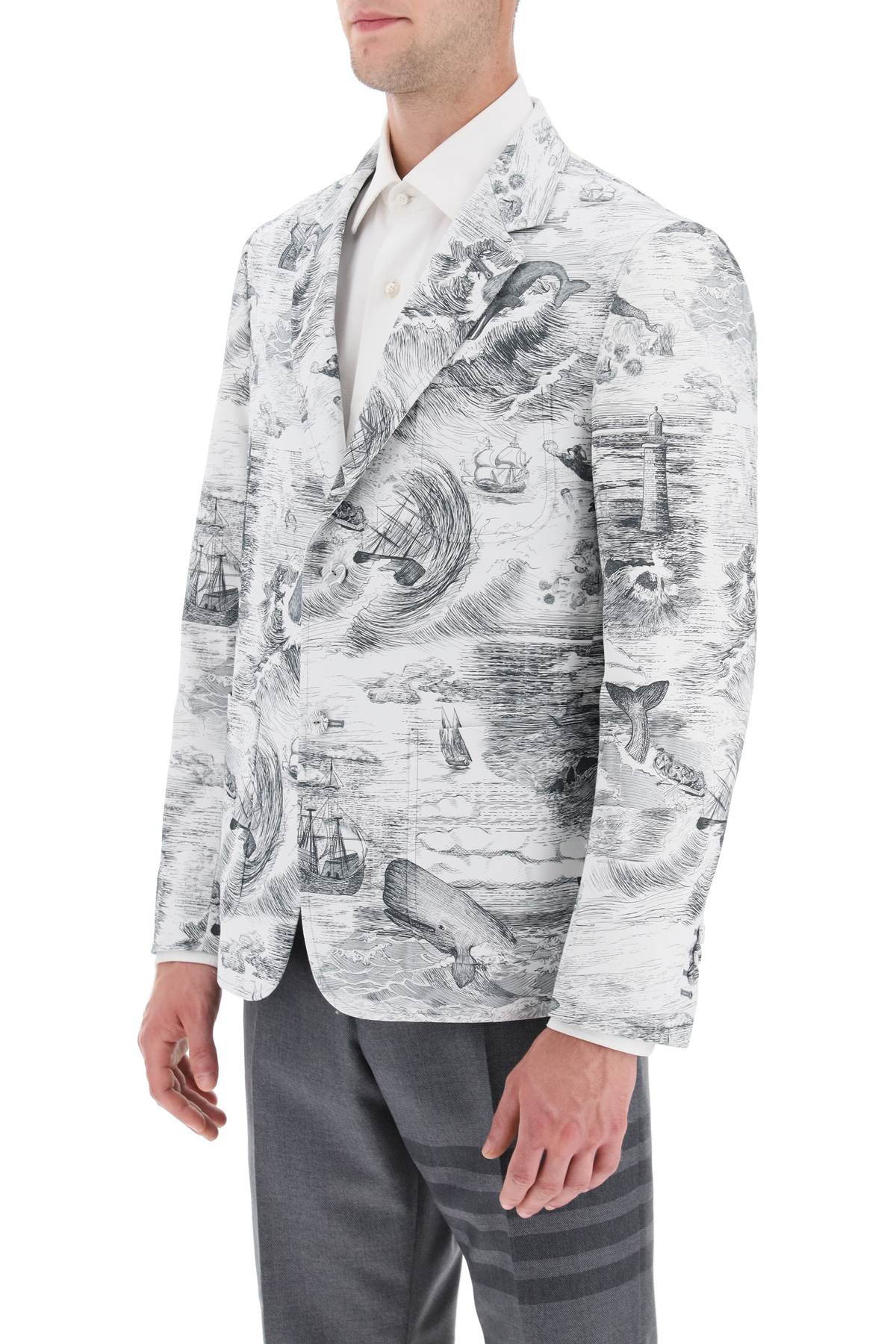 Thom Browne Thom browne deconstructed single-breasted jacket with nautical toile motif