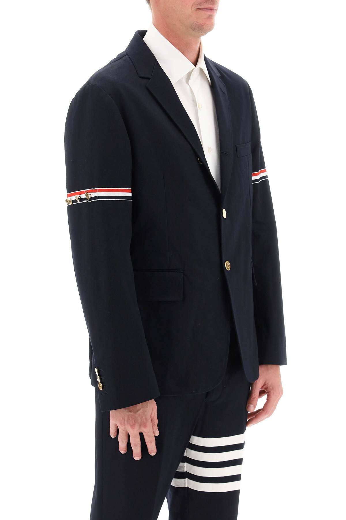 Thom Browne Thom browne deconstructed jacket with tricolor bands