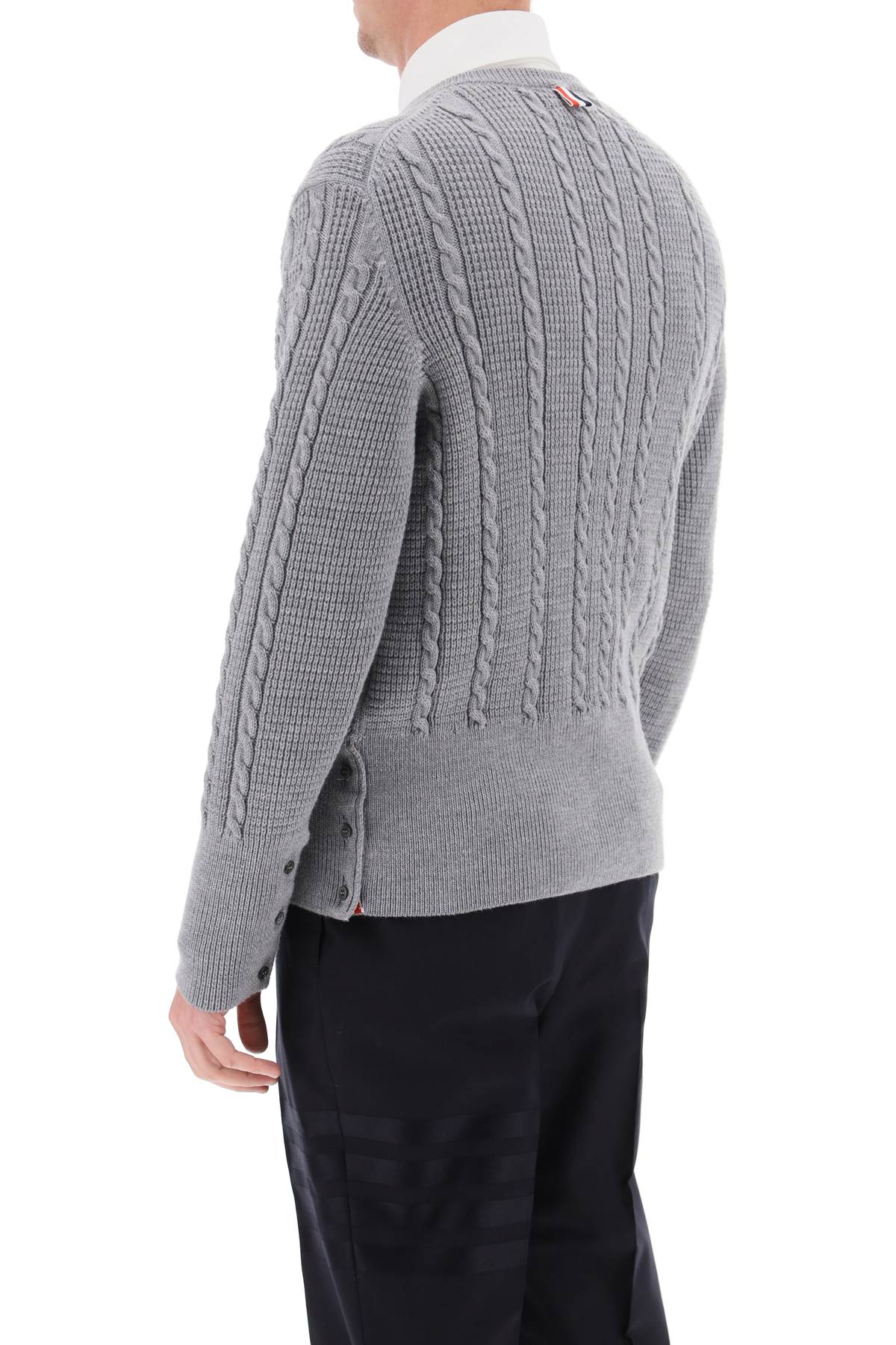 Thom Browne Thom browne cable wool sweater with rwb detail