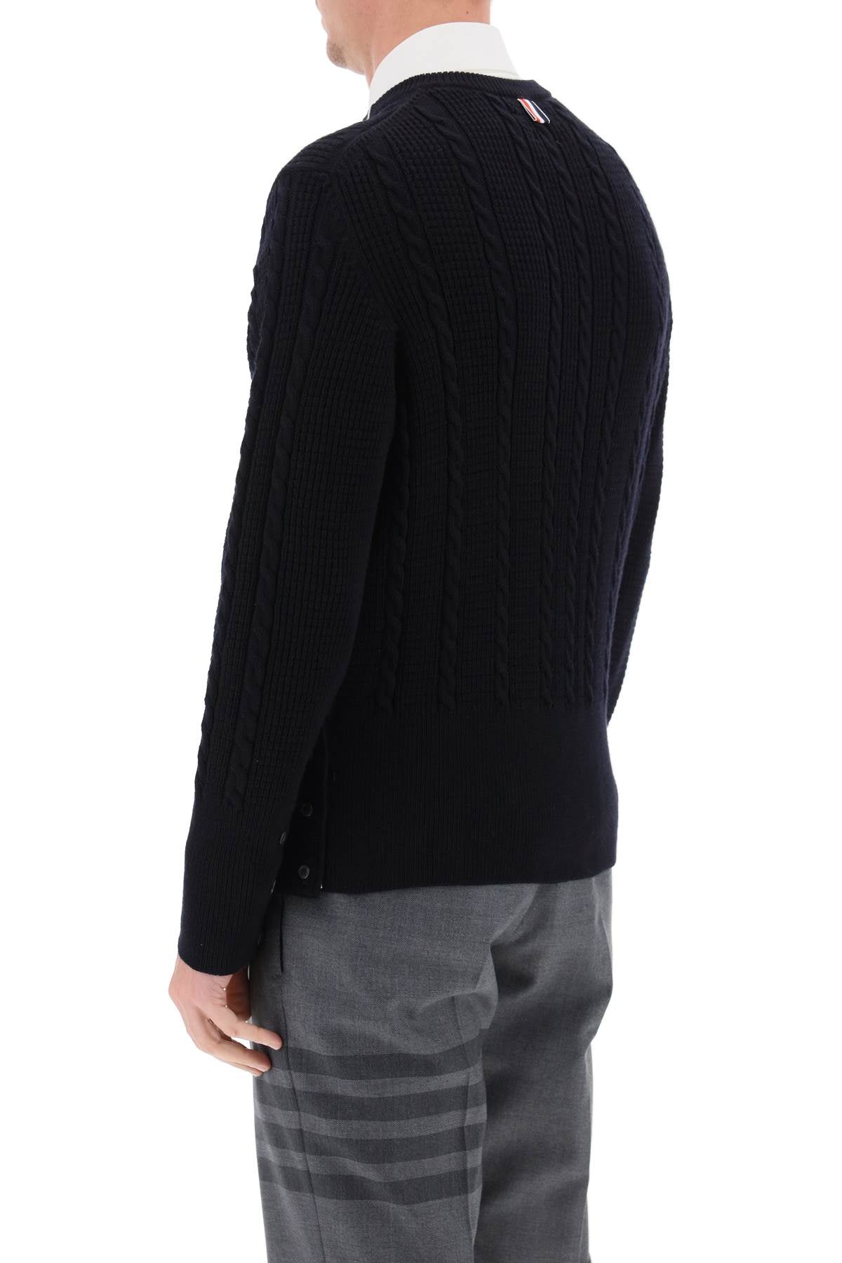 Thom Browne Thom browne cable wool sweater with rwb detail