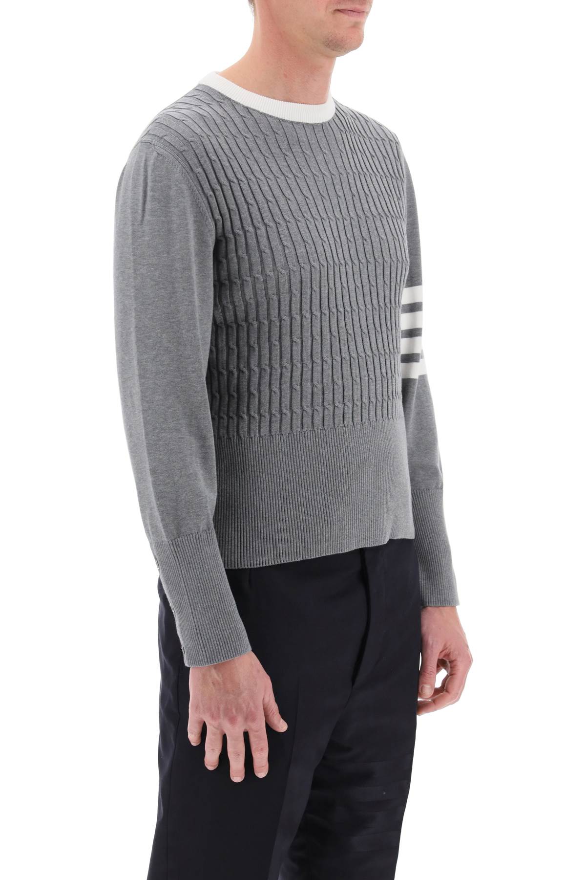 Thom Browne Thom browne placed baby cable 4-bar cotton sweater