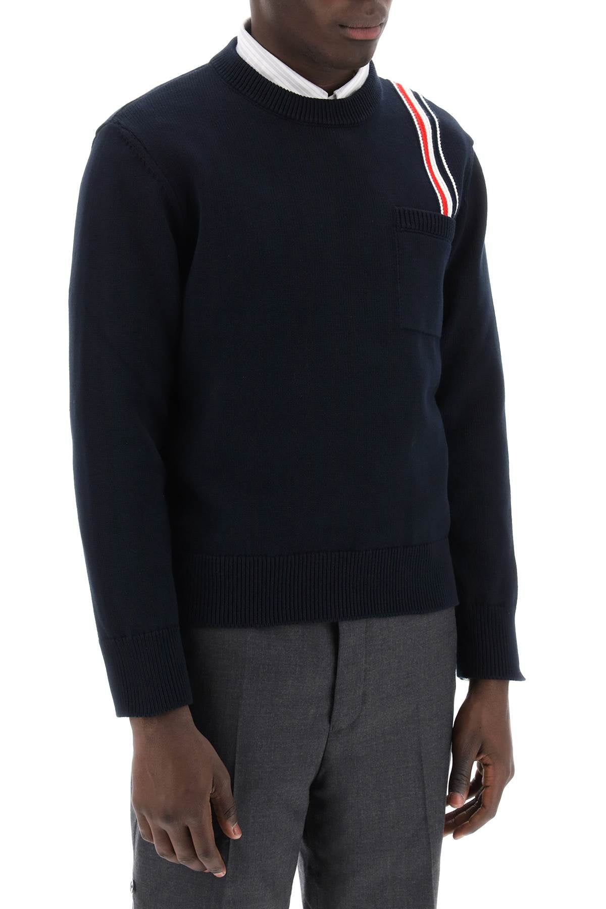 Thom Browne Thom browne cotton pullover with rwb stripe