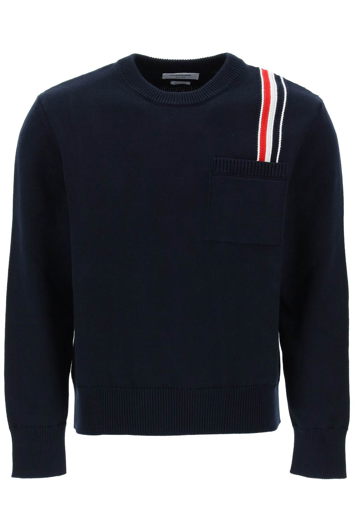 Thom Browne Thom browne cotton pullover with rwb stripe