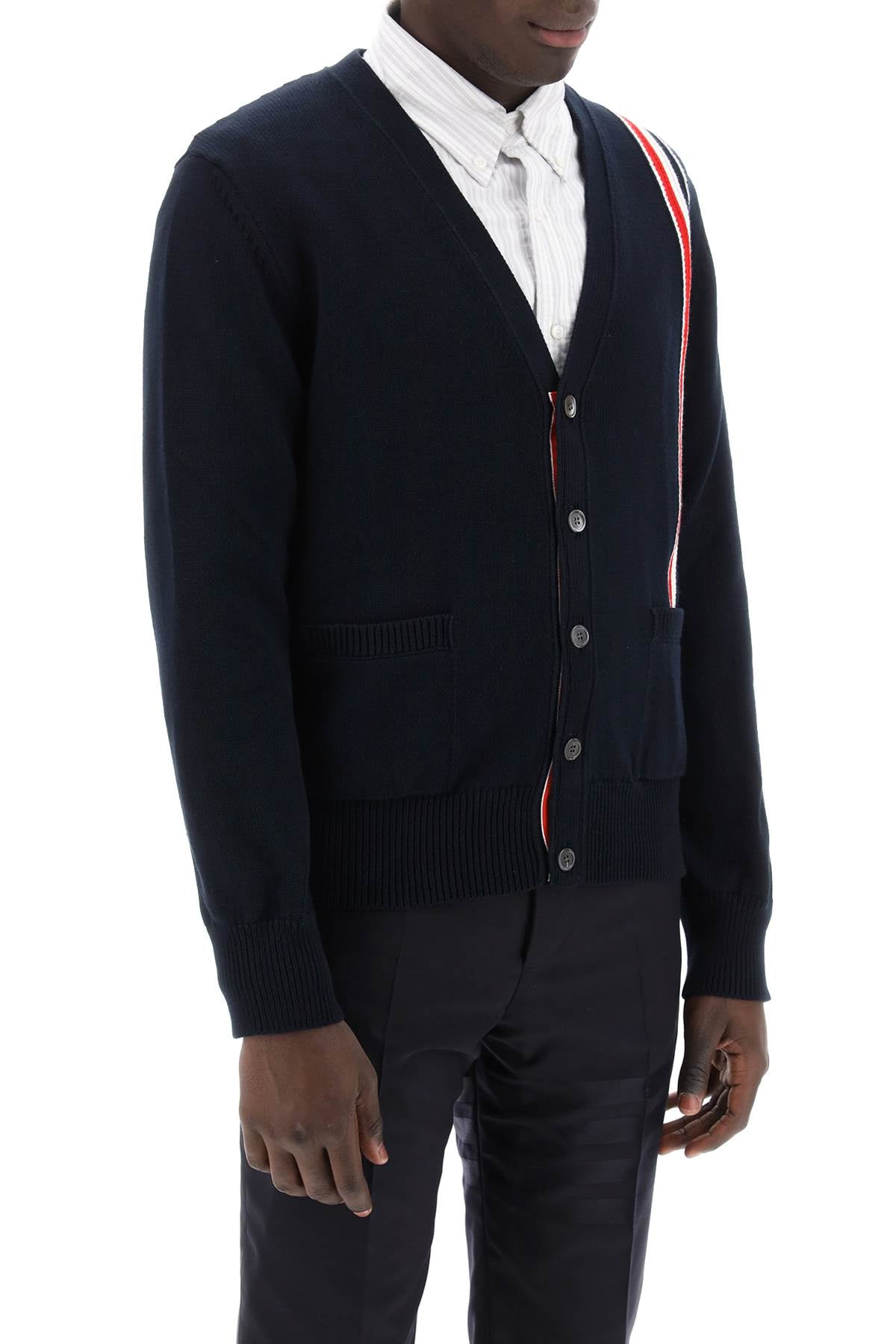 Thom Browne Thom browne cotton cardigan with red*** white