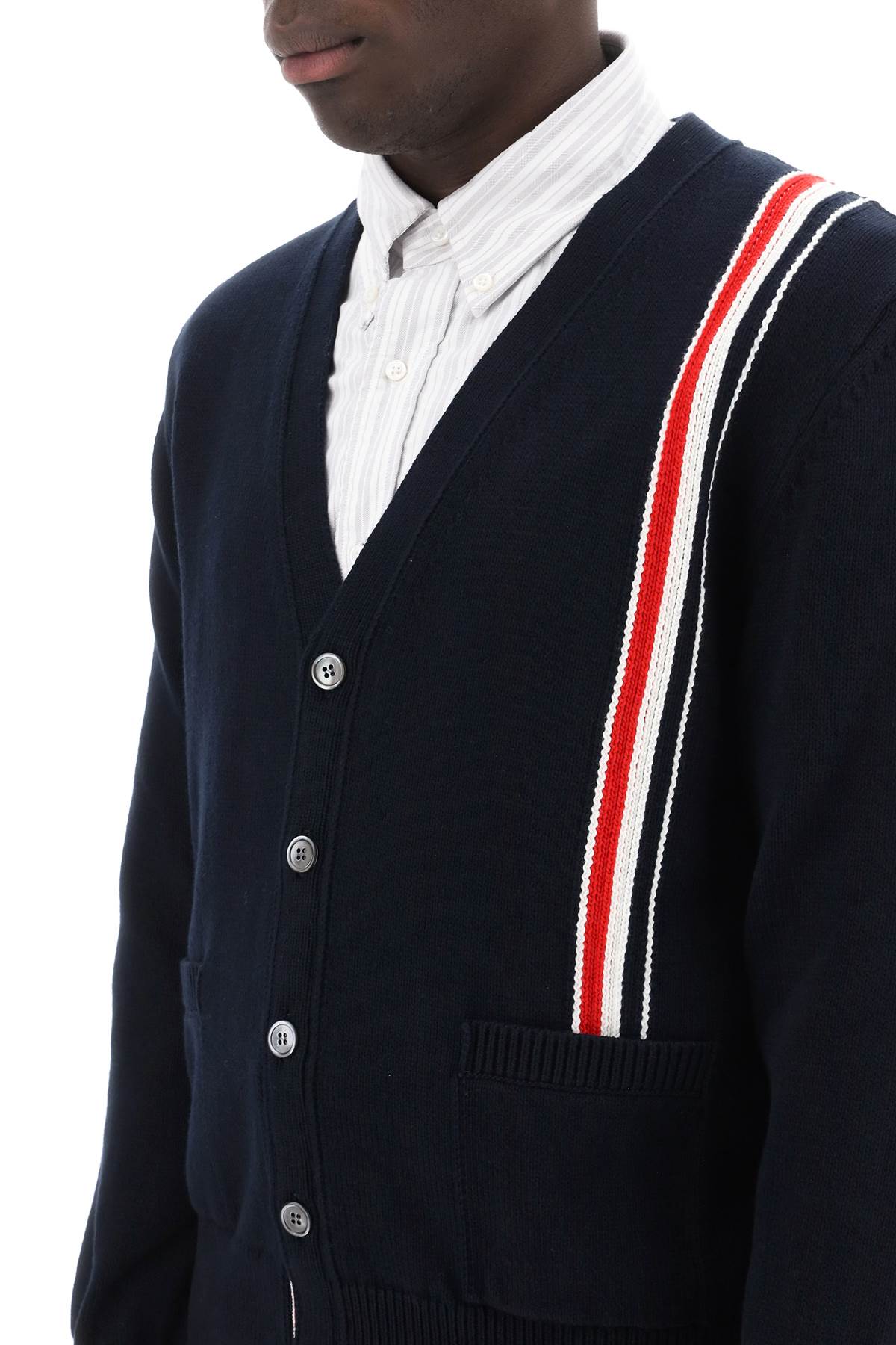 Thom Browne Thom browne cotton cardigan with red*** white