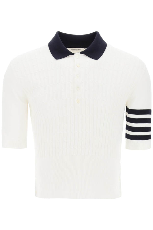 Thom Browne Thom browne placed baby cable 4-bar cotton polo sweater