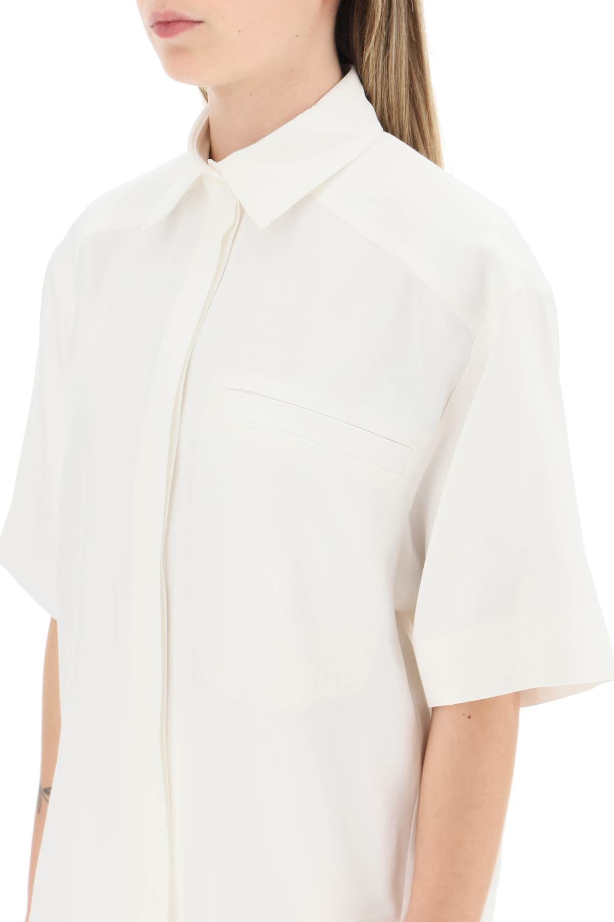 Loulou Studio Loulou studio oversized viscose and linen short-sleeved shirt