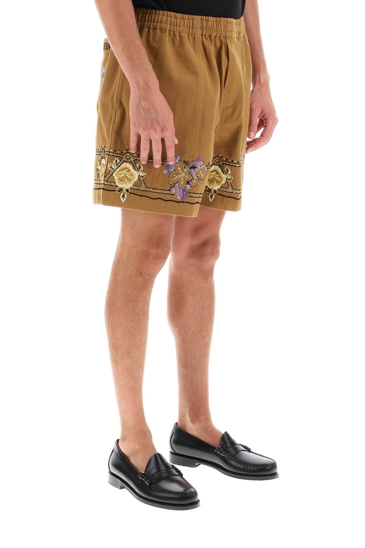 Bode Bode autumn royal shorts with floral embroideries