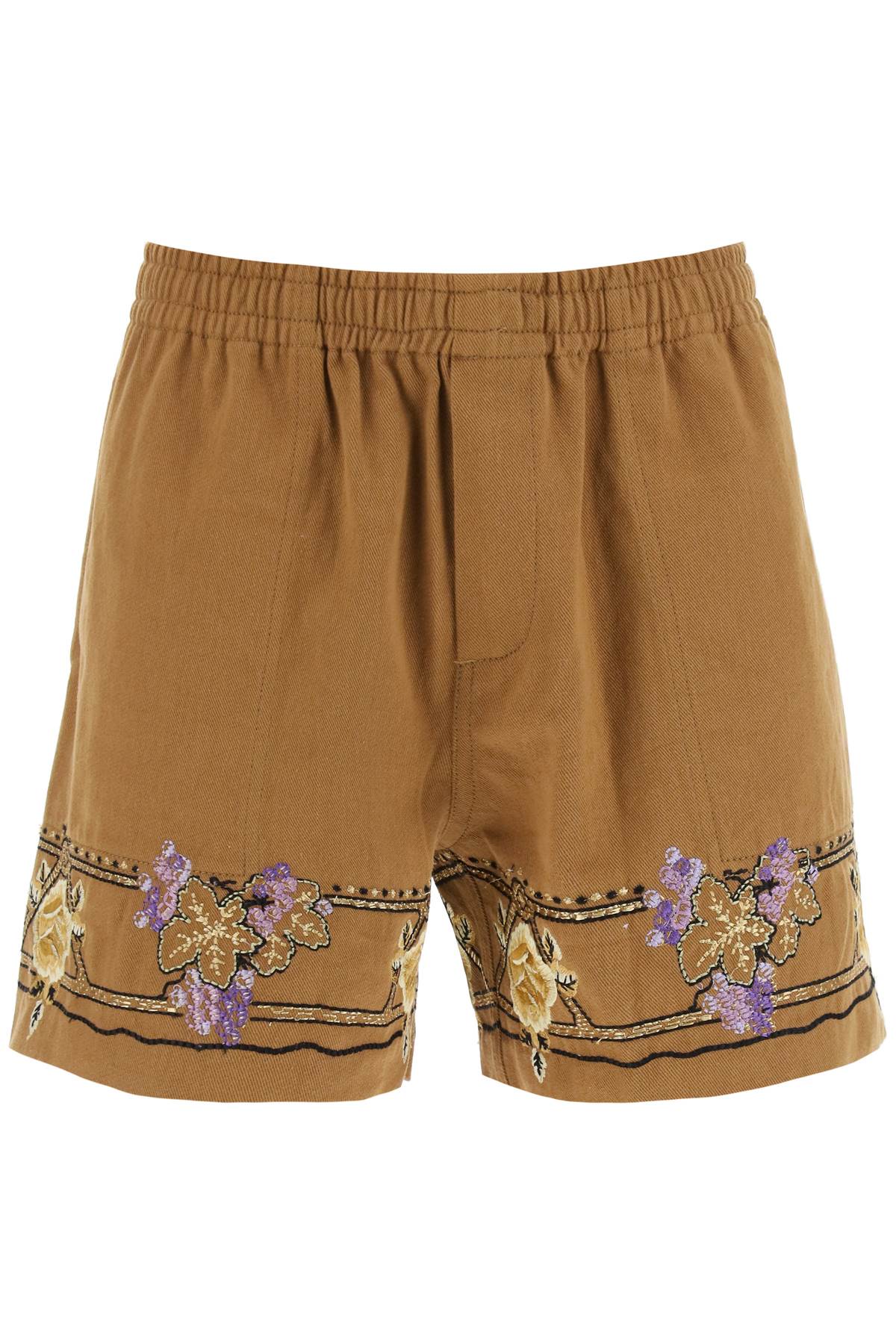 Bode Bode autumn royal shorts with floral embroideries