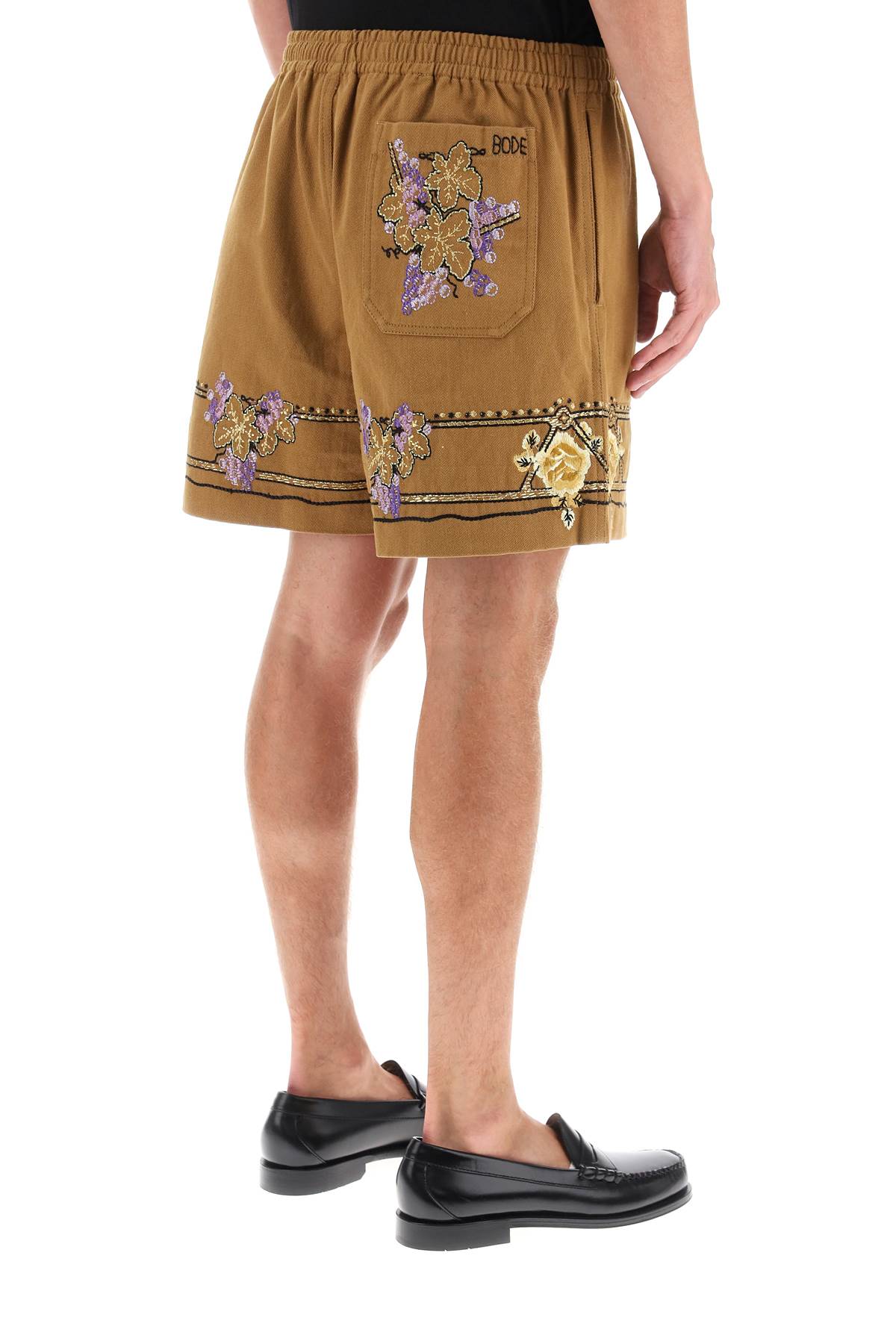 Bode Bode autumn royal shorts with floral embroideries