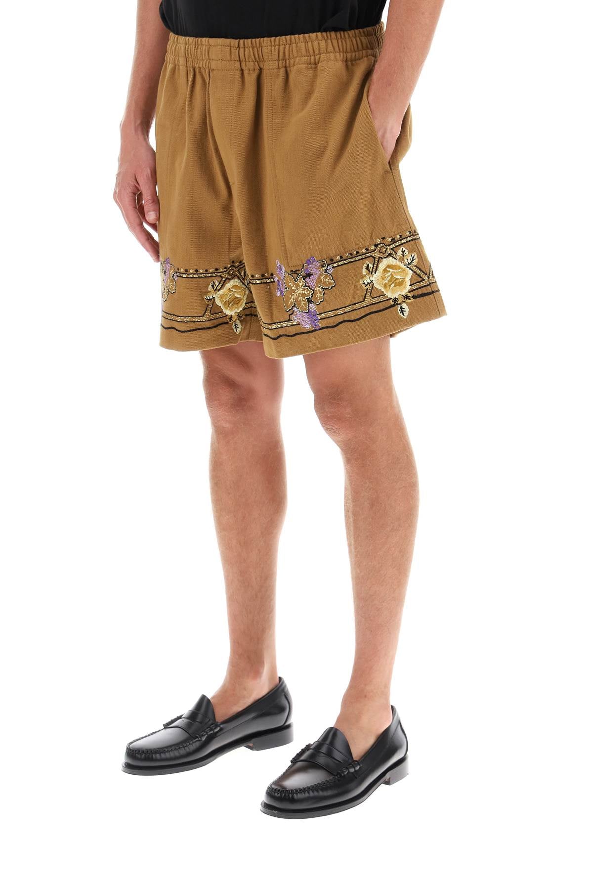 Bode Bode autumn royal shorts with floral embroideries