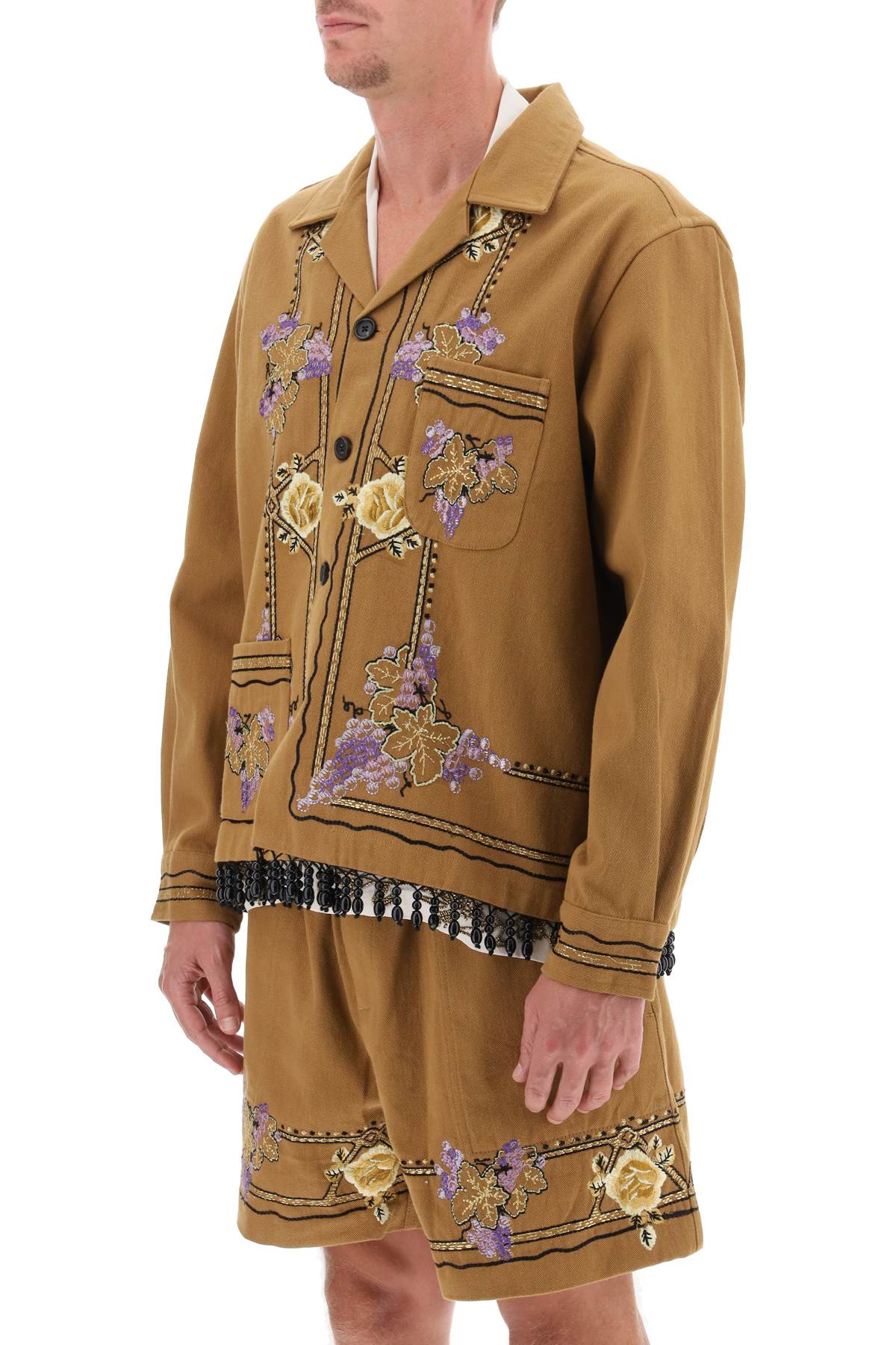 Bode Bode autumn royal overshirt with embroideries and beadworks