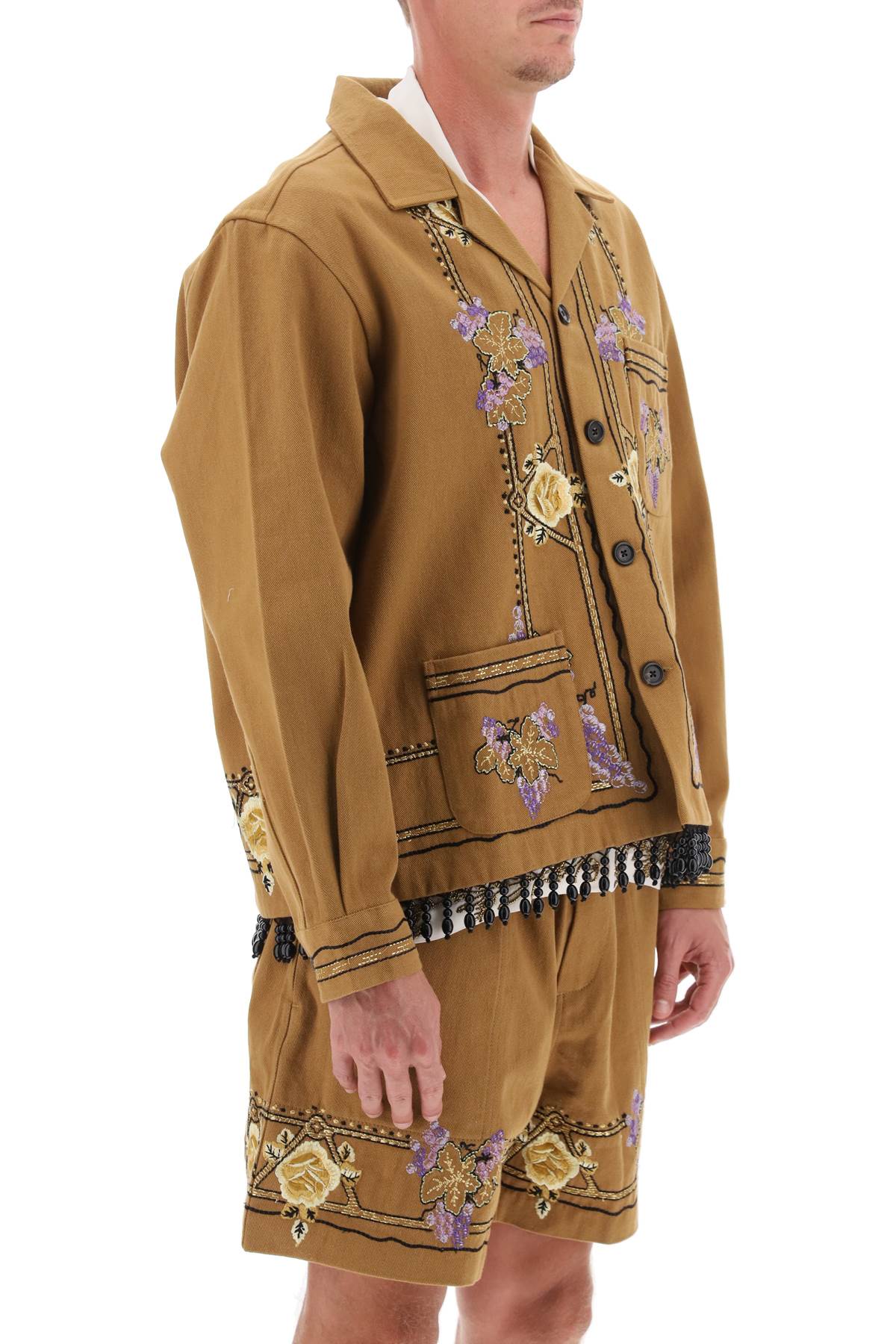 Bode Bode autumn royal overshirt with embroideries and beadworks