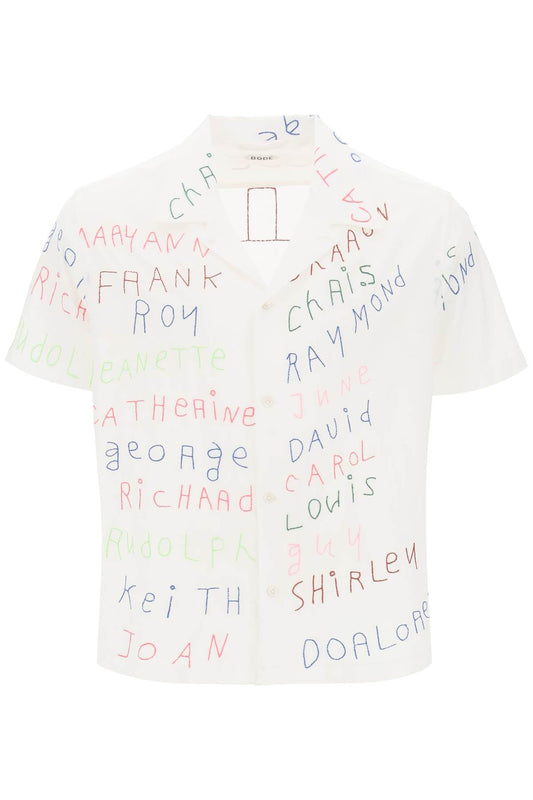 Bode Bode familial bowling shirt with lettering embroideries