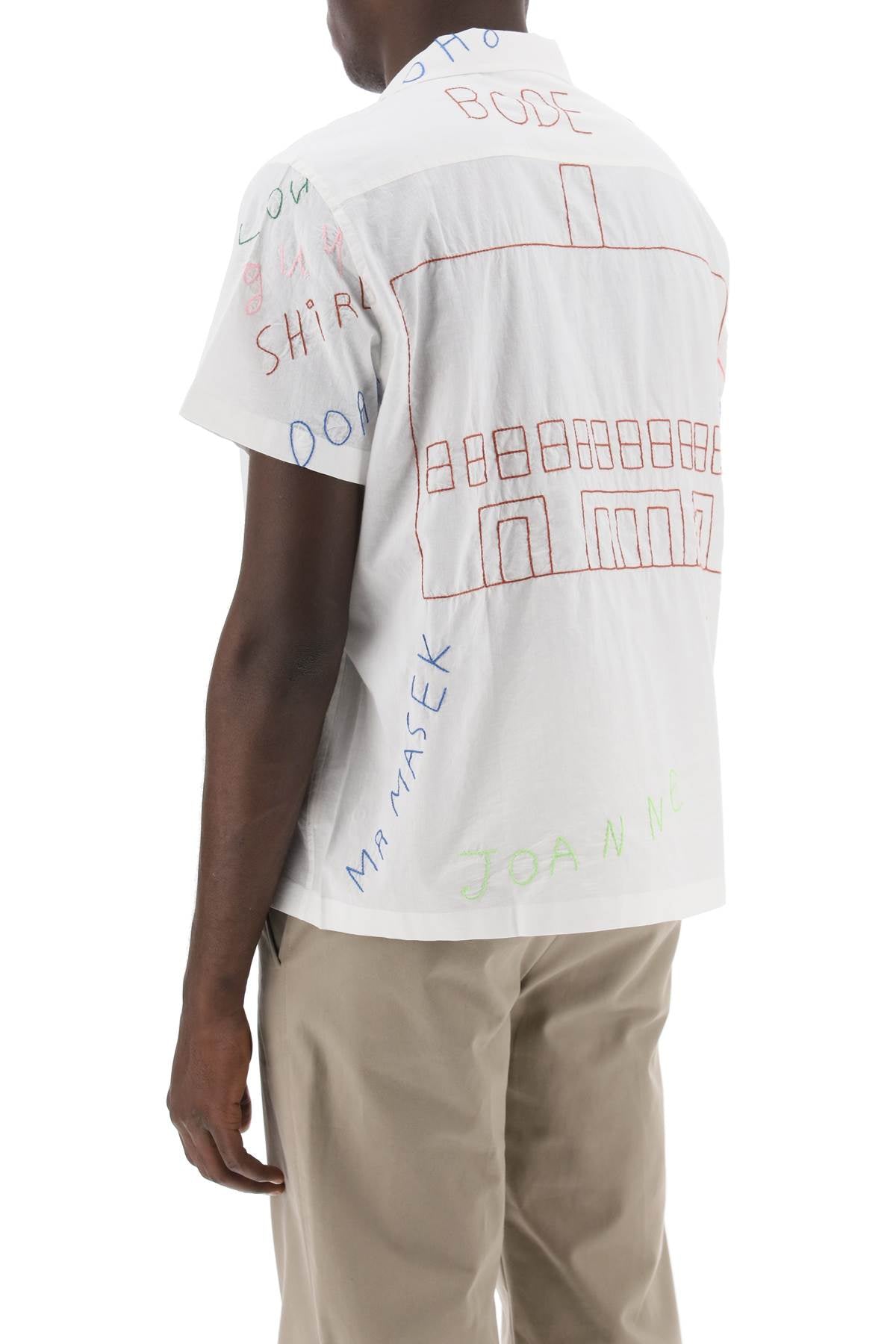 Bode Bode familial bowling shirt with lettering embroideries