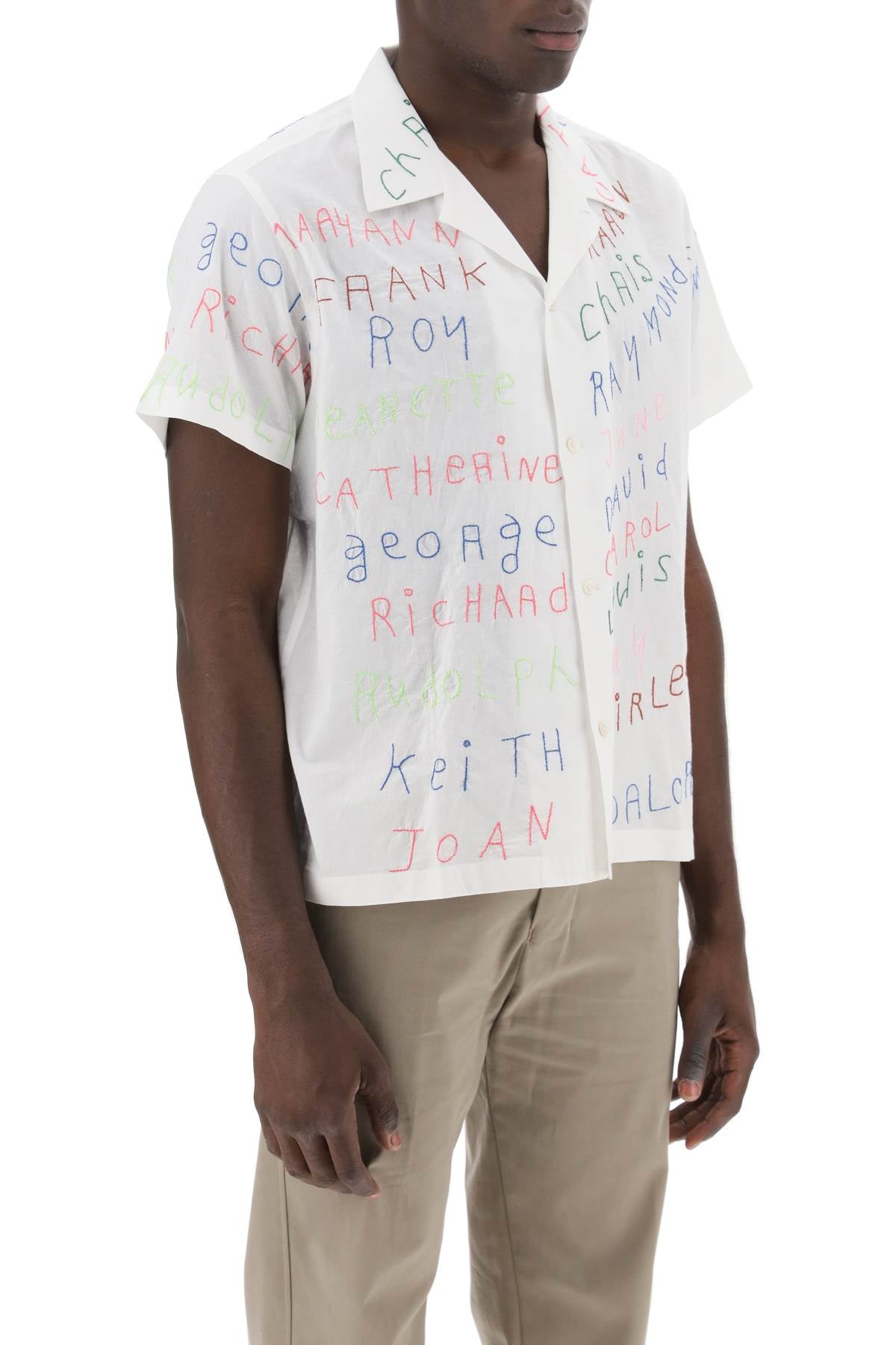 Bode Bode familial bowling shirt with lettering embroideries