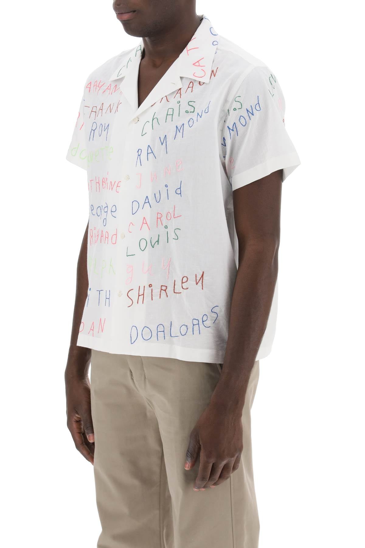 Bode Bode familial bowling shirt with lettering embroideries