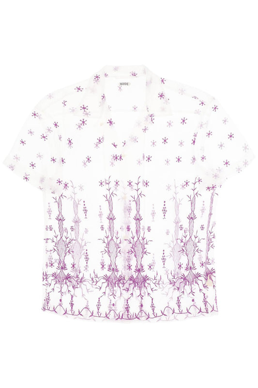 Bode Bode lavandula bowling shirt in embroidered tulle