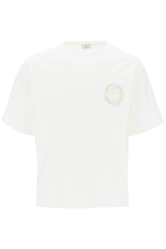 Etro Etro t-shirt con ricamo pegaso floreale