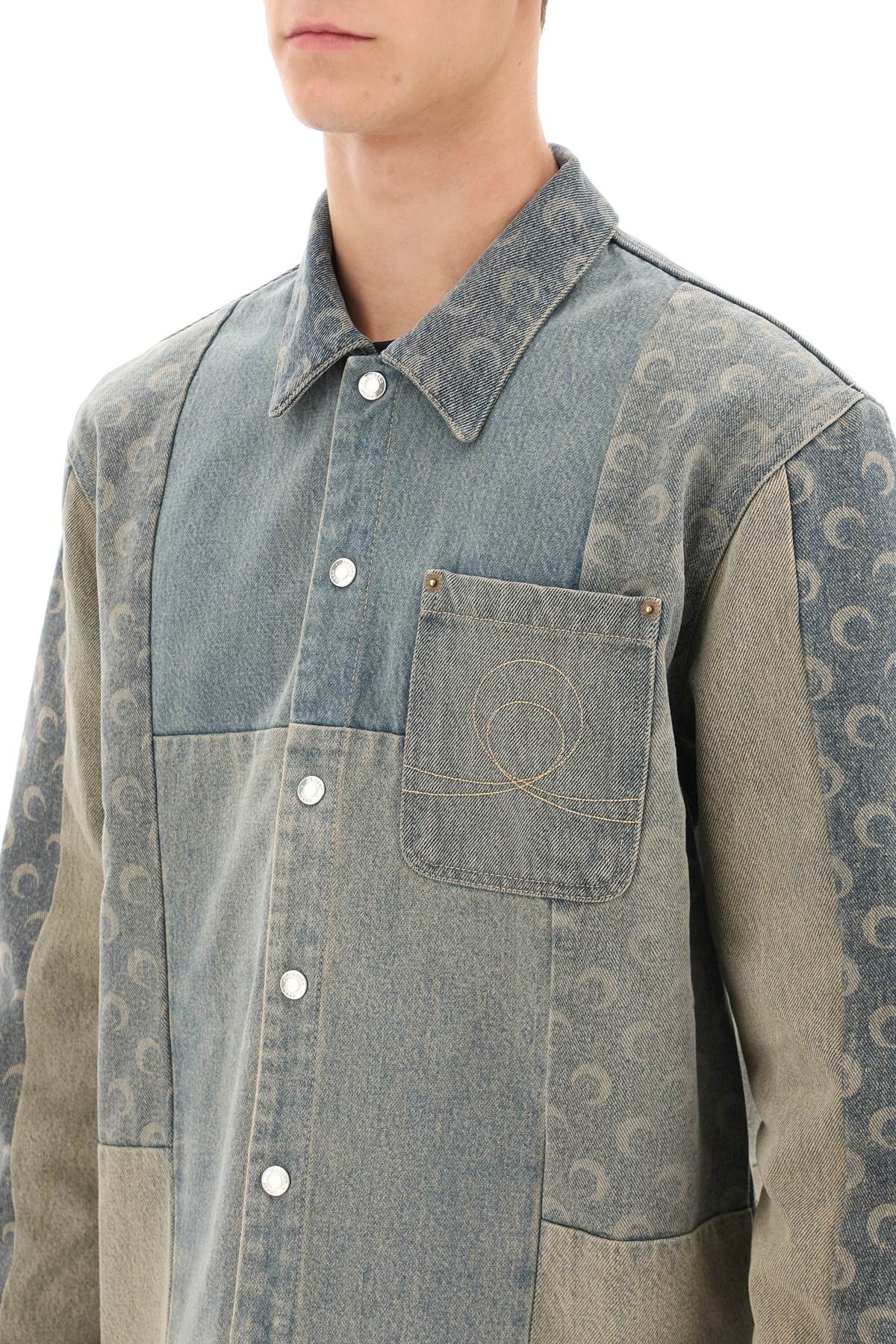 Marine Serre Marine serre moon overshirt in regenerated denim