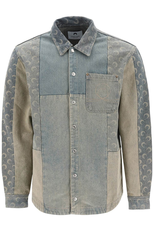 Marine Serre Marine serre moon overshirt in regenerated denim