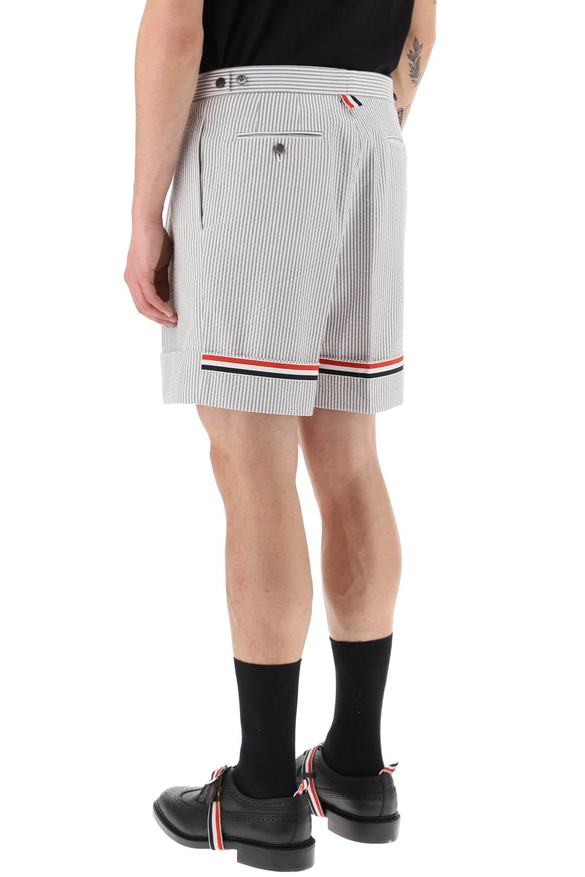 Thom Browne Thom browne striped shorts with tricolor details