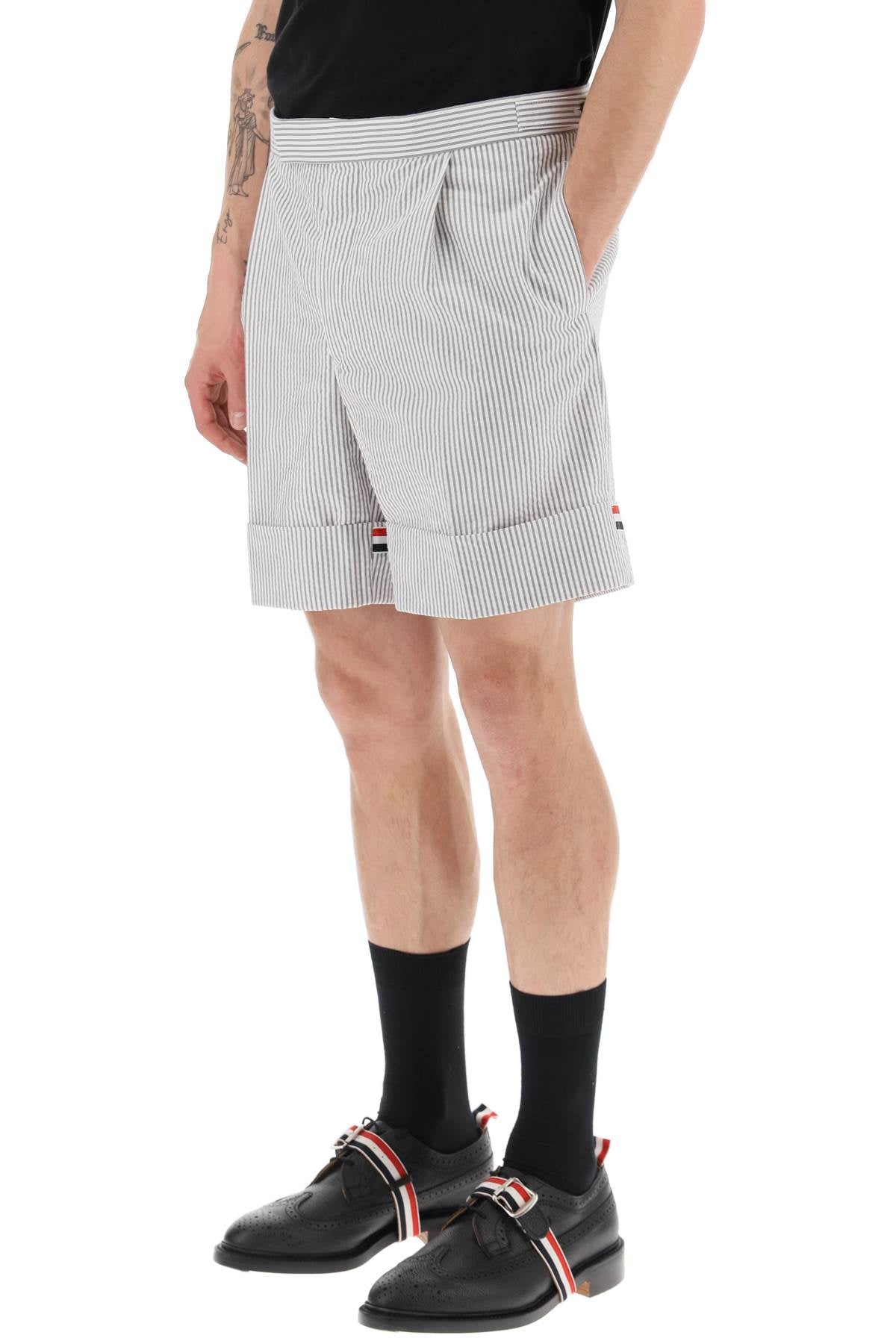 Thom Browne Thom browne striped shorts with tricolor details