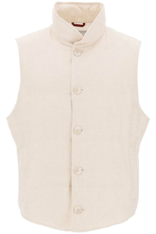 Brunello Cucinelli Brunello cucinelli sleeveless down jacket in linen***