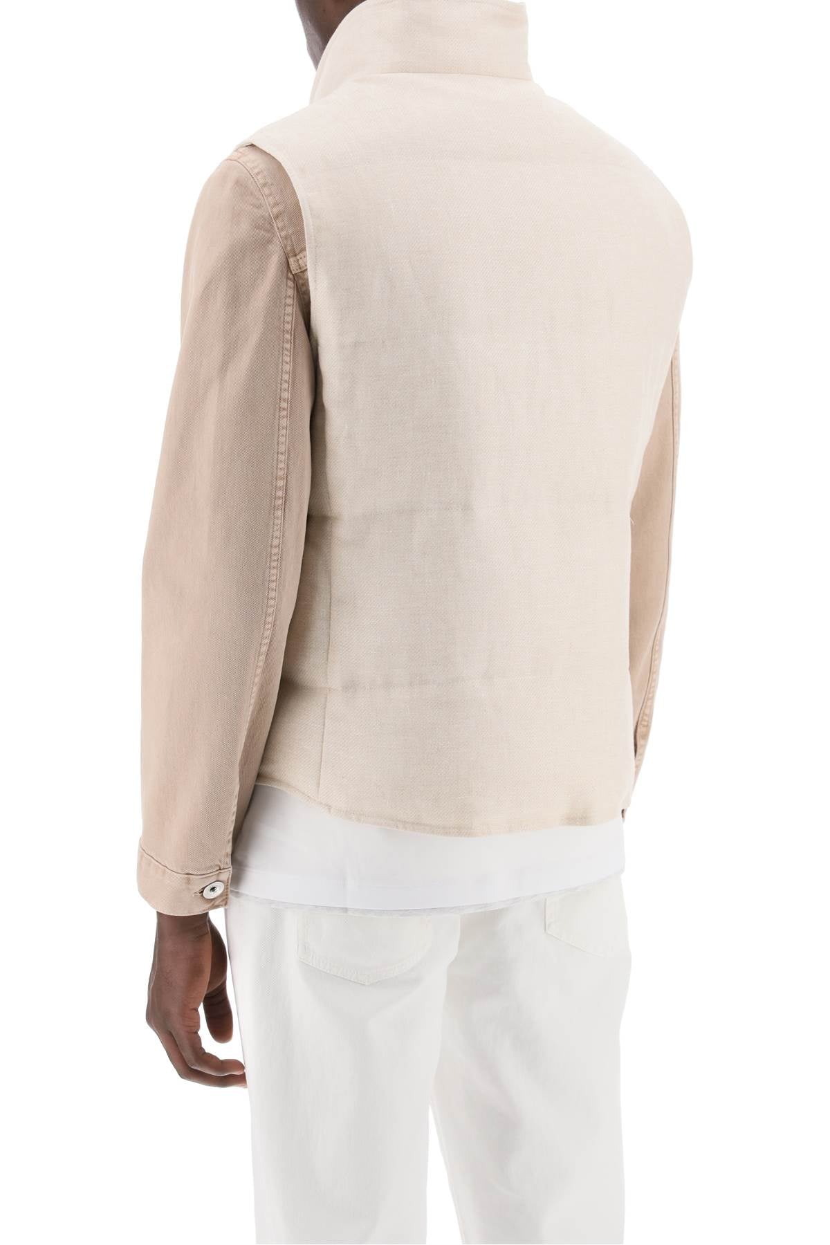 Brunello Cucinelli Brunello cucinelli sleeveless down jacket in linen***