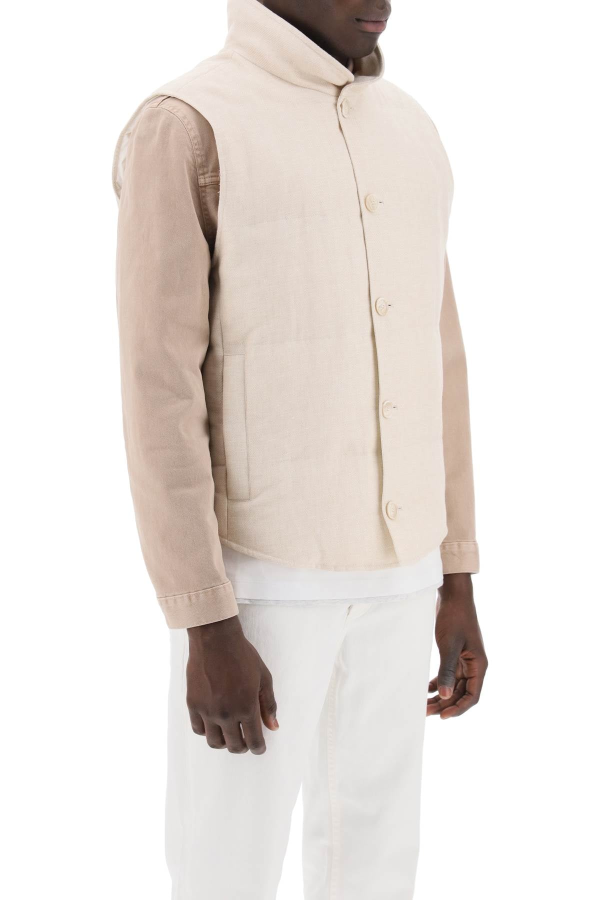 Brunello Cucinelli Brunello cucinelli sleeveless down jacket in linen***