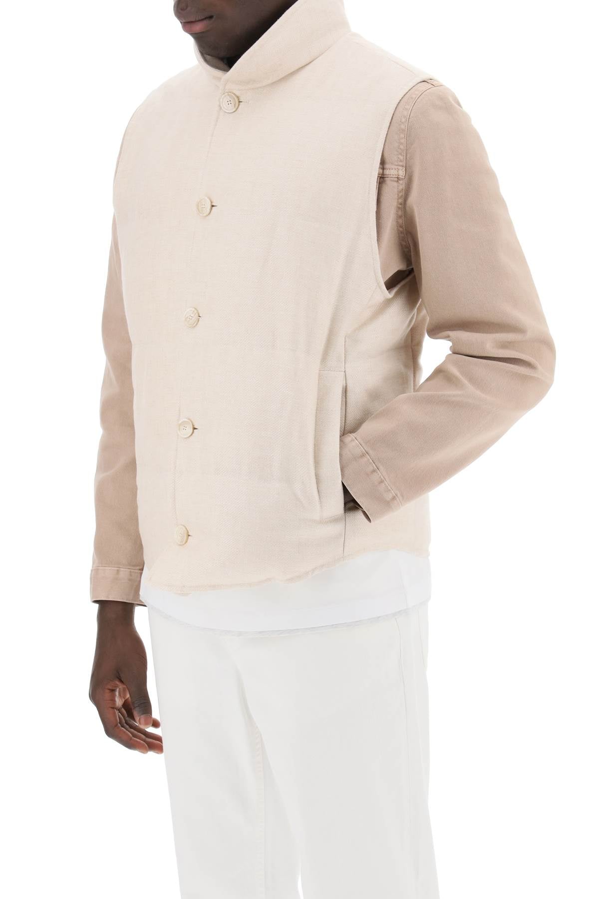 Brunello Cucinelli Brunello cucinelli sleeveless down jacket in linen***