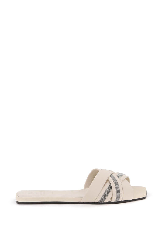 Brunello Cucinelli Brunello cucinelli "nappa slides with decorative charm"