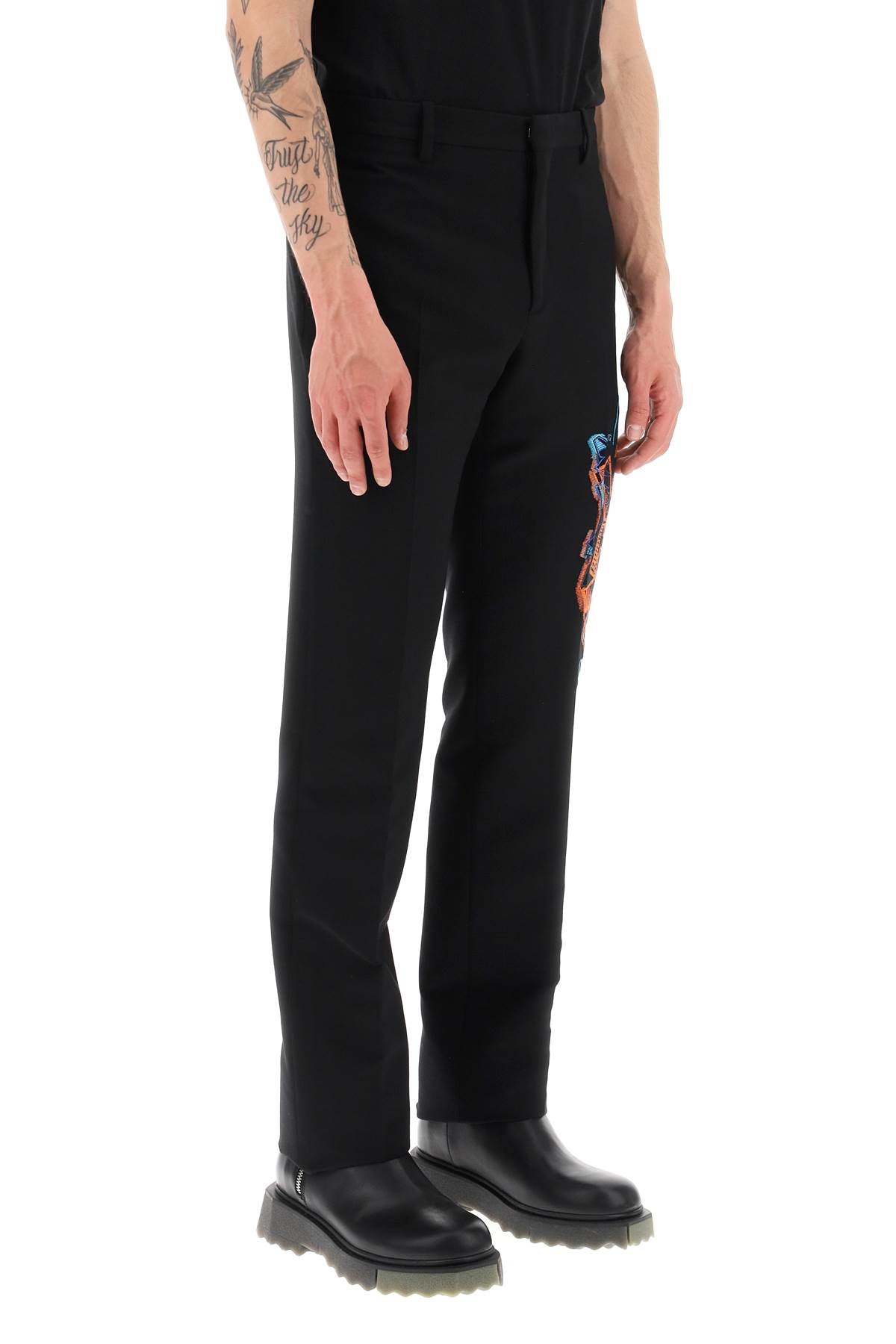 Off-White Off-white slim pants with graffiti patch