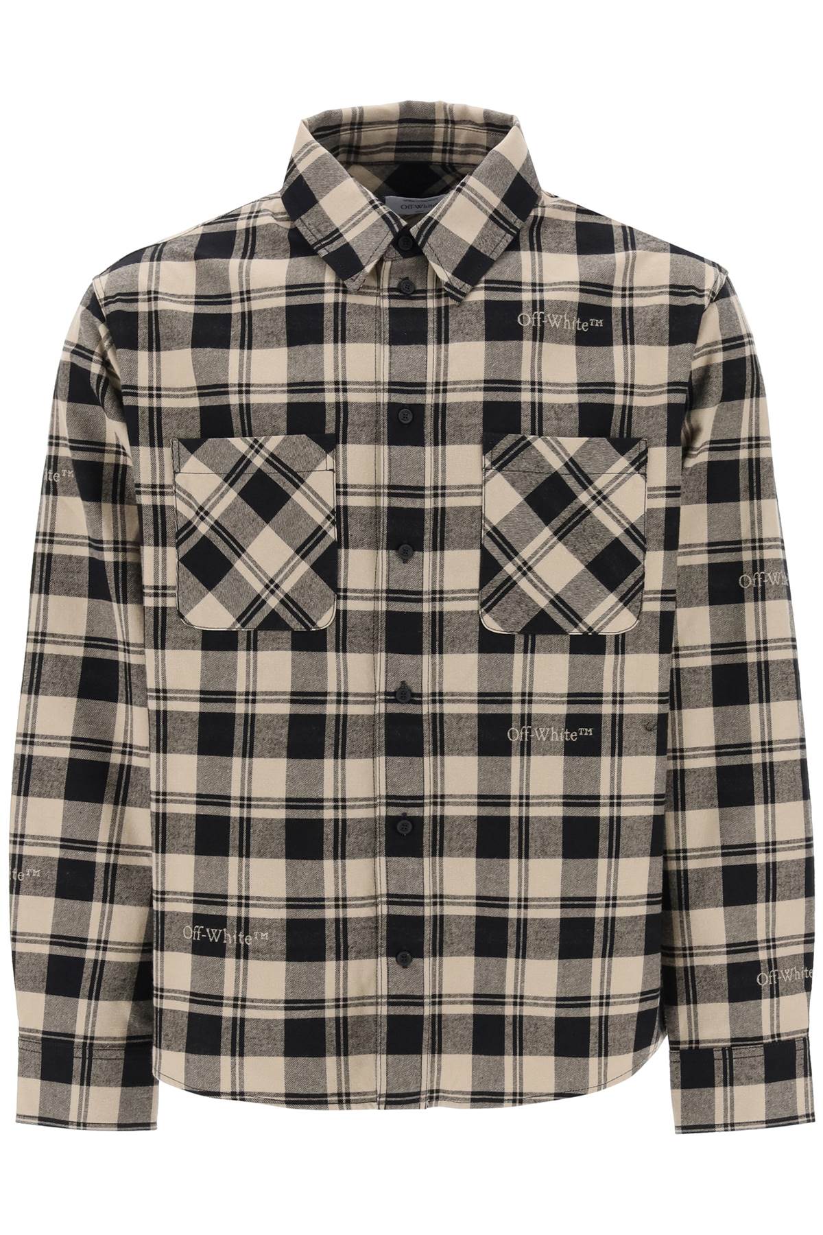 Off-White Off-white flannel shirt with logoed check motif