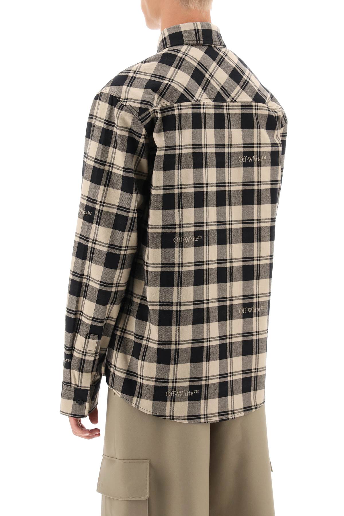 Off-White Off-white flannel shirt with logoed check motif