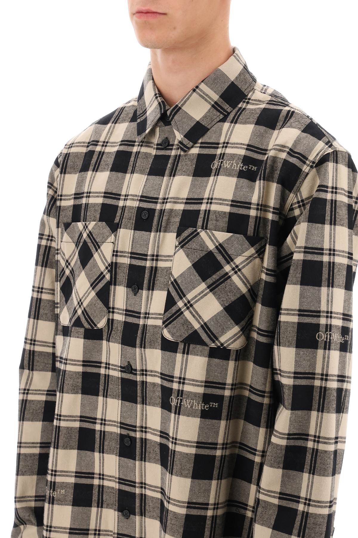 Off-White Off-white flannel shirt with logoed check motif