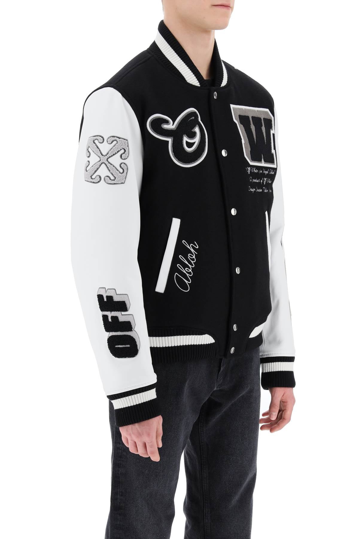 Off-White Off-white lea varsity bomber jacket