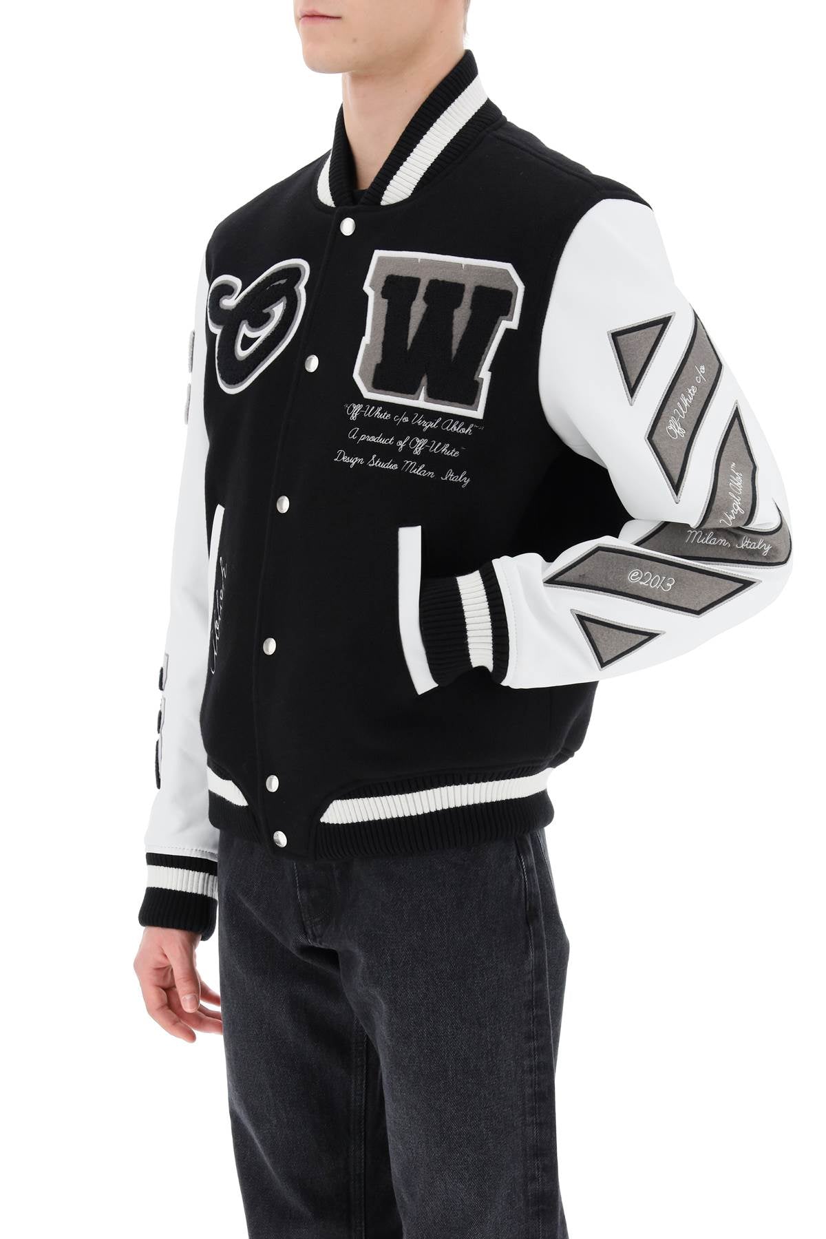 Off-White Off-white lea varsity bomber jacket