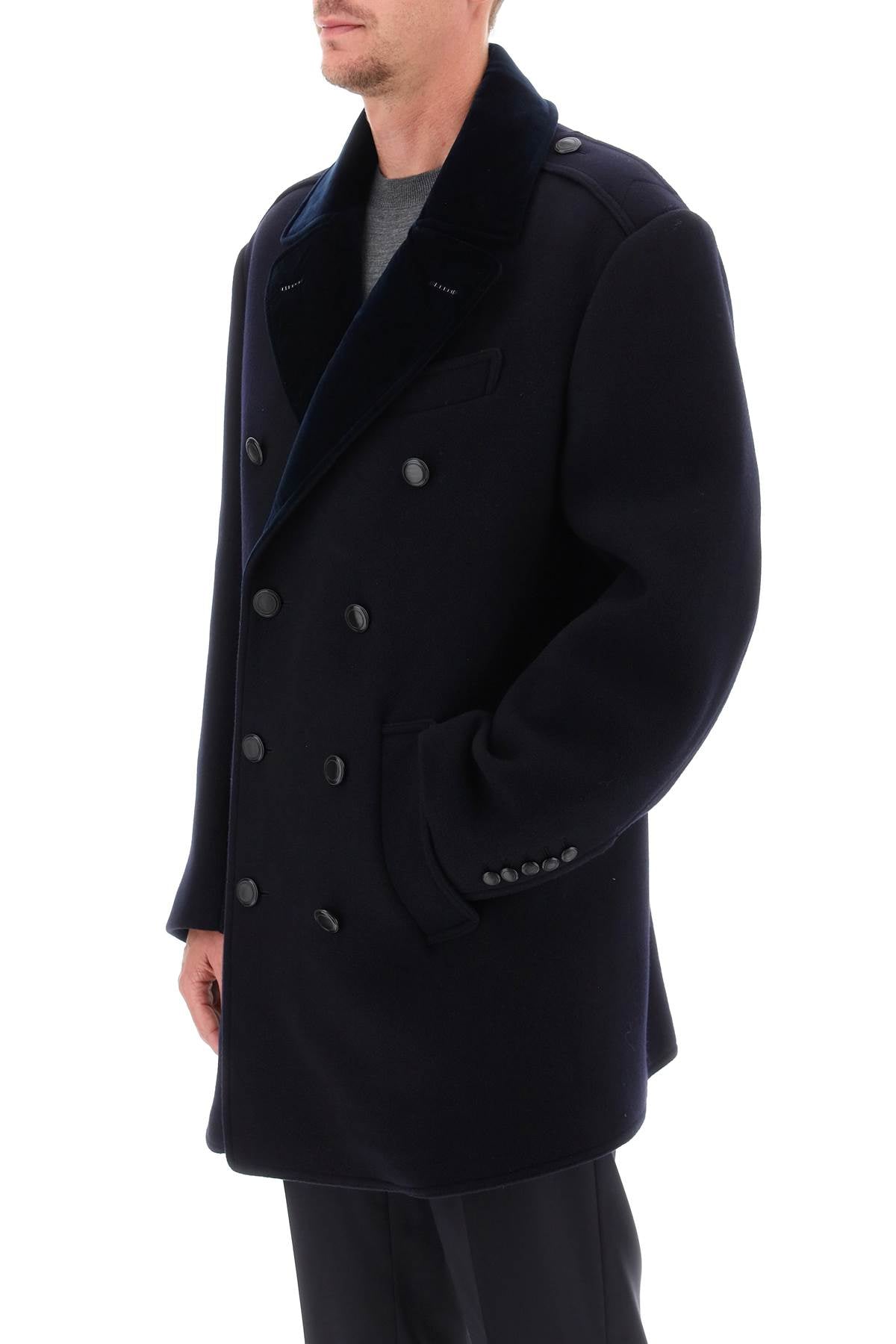 Tom Ford Tom ford midi peacoat with velvet lapel