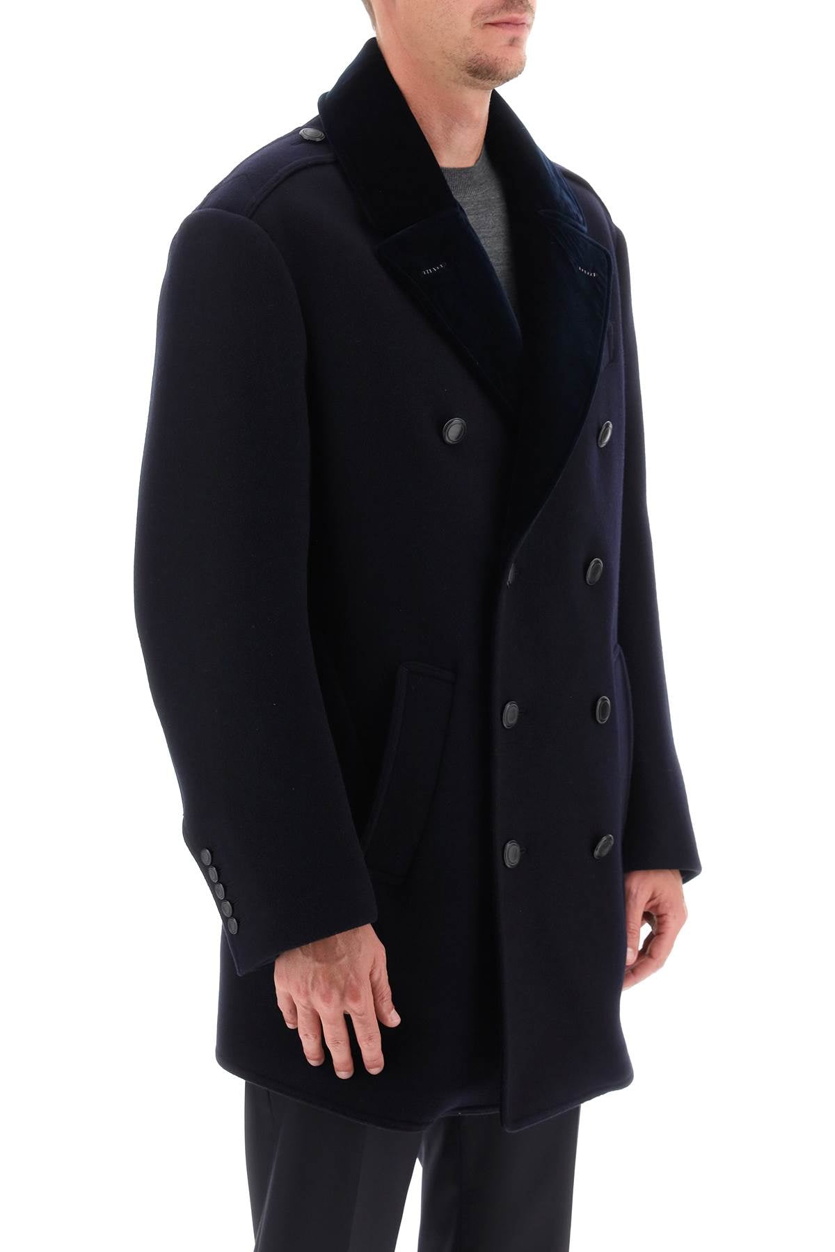 Tom Ford Tom ford midi peacoat with velvet lapel