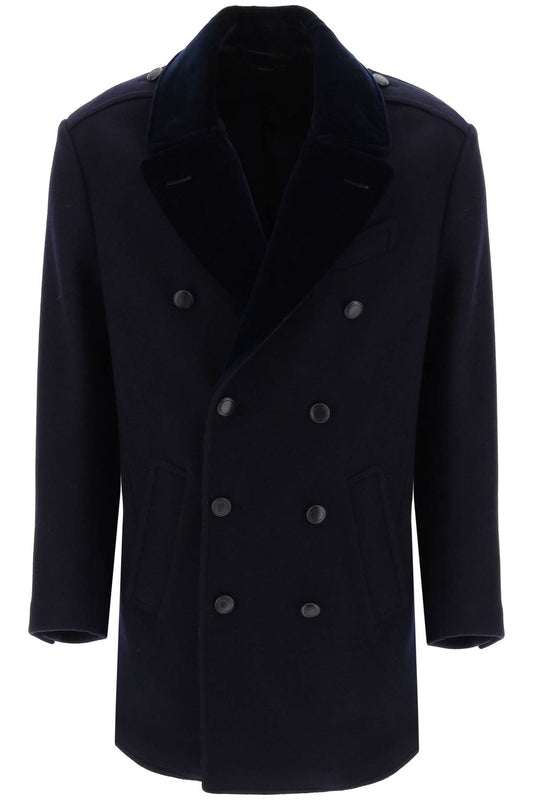 Tom Ford Tom ford midi peacoat with velvet lapel