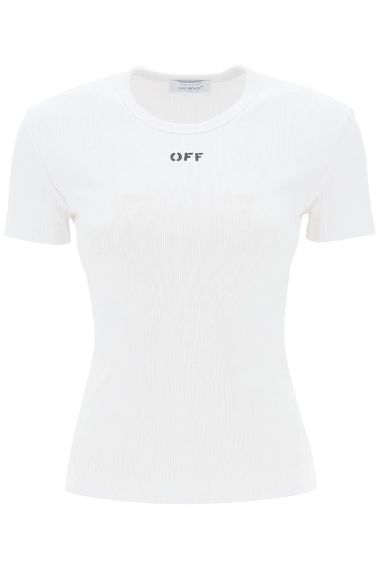 Off-White Off-white ribbed t-shirt with off print